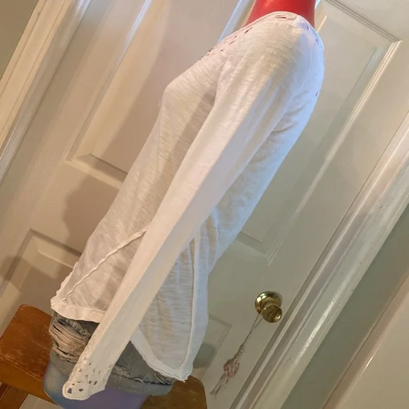 Free People White Embellished Fitted Longsleeve Blouse - Picture 8 of 15